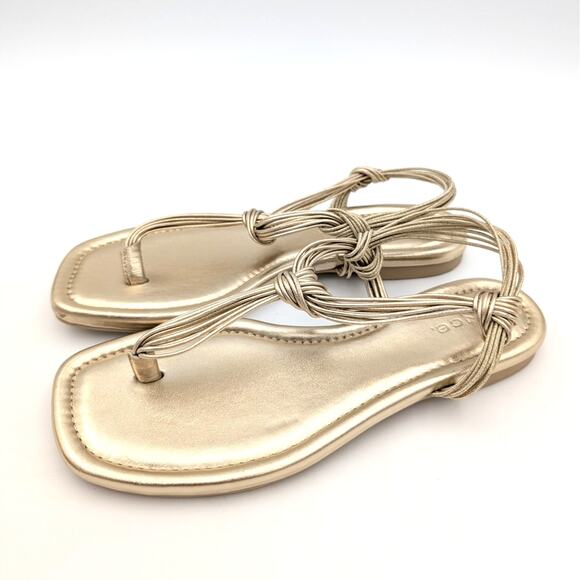 Vince Deja Slip On Slingback Thong Sandals Metallic Gold Size US6.5M EU36.5 - Picture 1 of 11